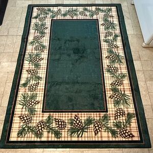 Green and Cream Pinecone Area Rug